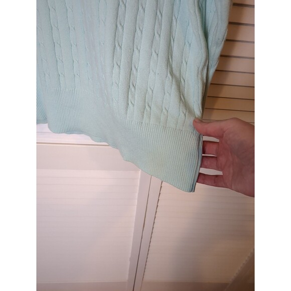 Old Navy V‎ Neck Cable Knit Sweater Womens XXL Mint Green Academia Spring EUC - Picture 5 of 10